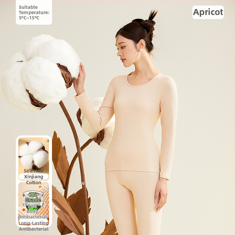 Moterų terminis komplektas iš 95% medvilnės, antibakterinis, apvali kaklo, megztinis viršuje