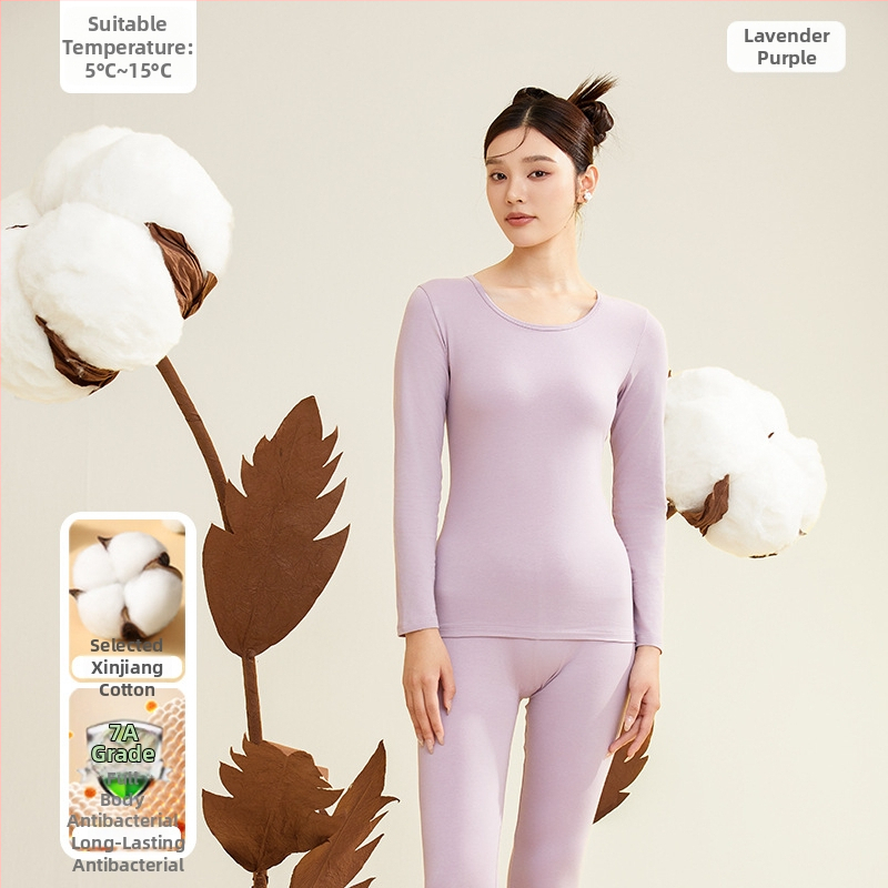 Moterų terminis komplektas iš 95% medvilnės, antibakterinis, apvali kaklo, megztinis viršuje