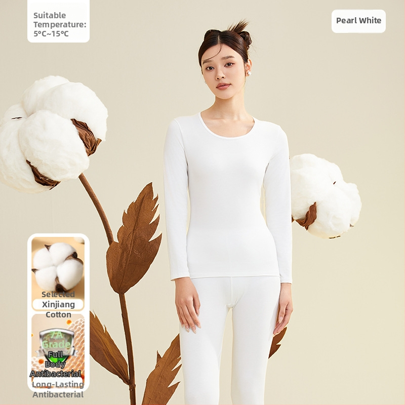 Moterų terminis komplektas iš 95% medvilnės, antibakterinis, apvali kaklo, megztinis viršuje