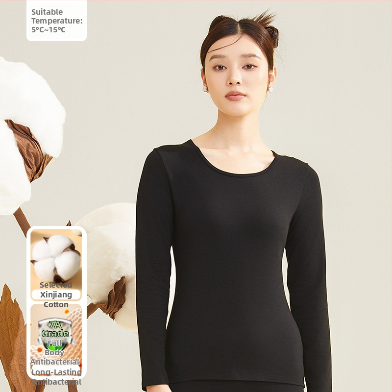 Moterų terminis komplektas iš 95% medvilnės, antibakterinis, apvali kaklo, megztinis viršuje