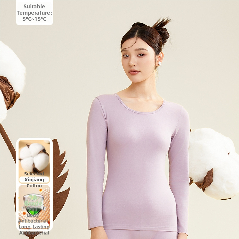 Moterų terminis komplektas iš 95% medvilnės, antibakterinis, apvali kaklo, megztinis viršuje