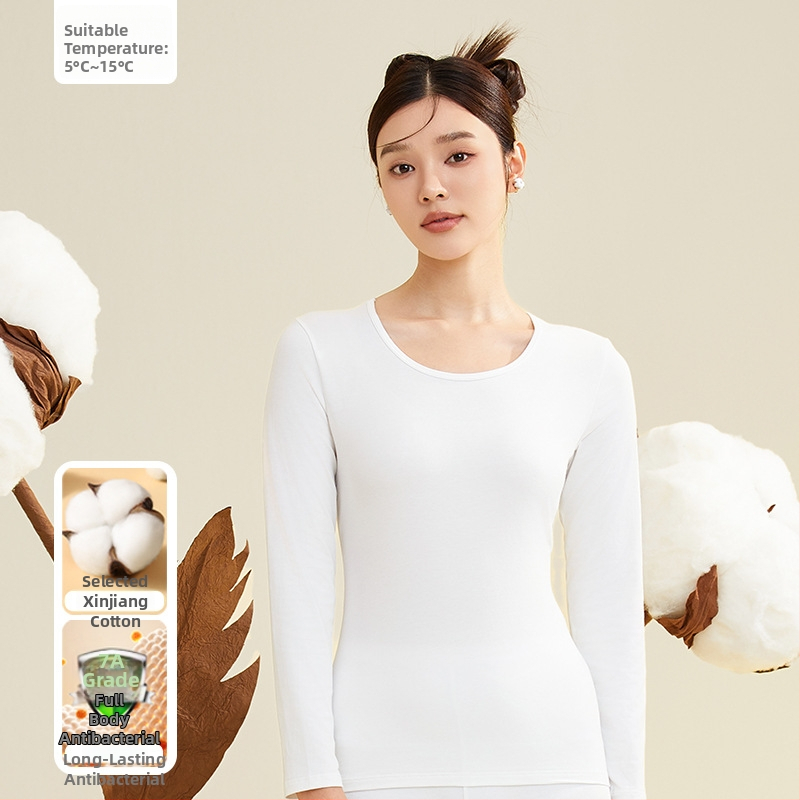 Moterų terminis komplektas iš 95% medvilnės, antibakterinis, apvali kaklo, megztinis viršuje