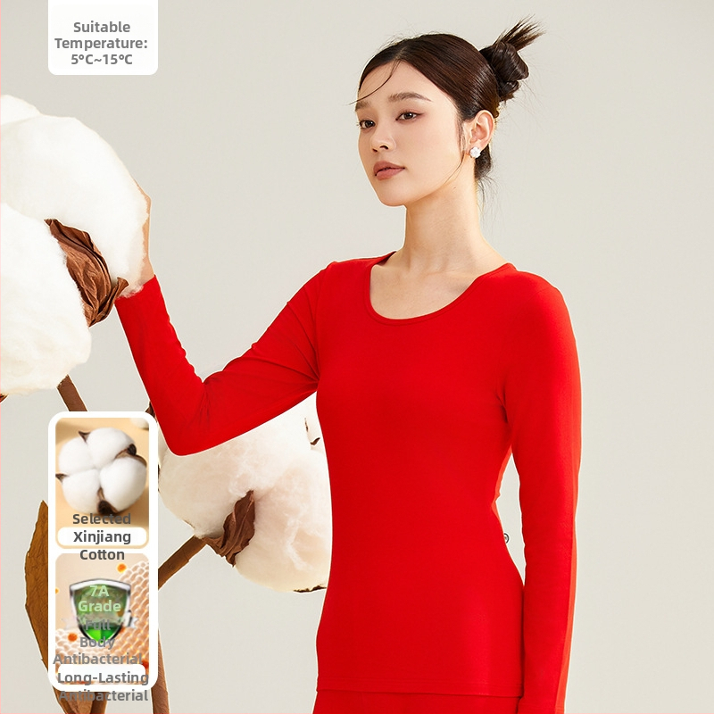 Moterų terminis komplektas iš 95% medvilnės, antibakterinis, apvali kaklo, megztinis viršuje