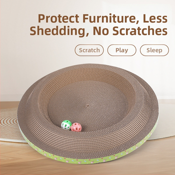 Divpusēja kaķu skrāpēšanas dēlis un guļvietas rotaļa, bieza B-flauta kartons, mīļš stils, iepakojumā 23–30 gab.