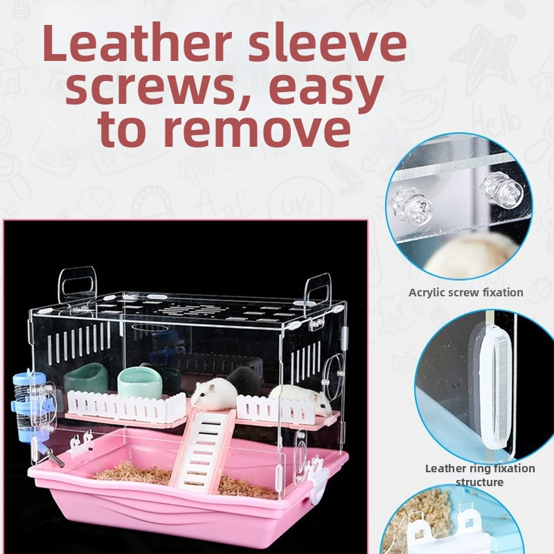 Akrilové doplnky pre hamster klietku – DIY upínacie spony s gumovým pásom, skrutky a okrajové spony, základ klietky; značka Bay nest; nie je dovážané