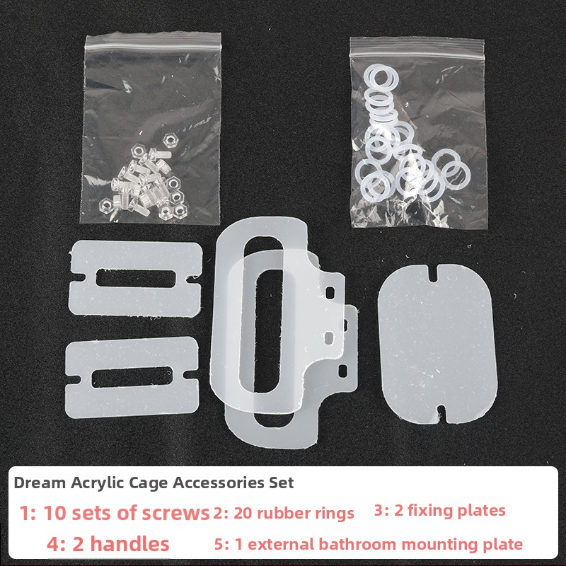 Akrilové doplnky pre hamster klietku – DIY upínacie spony s gumovým pásom, skrutky a okrajové spony, základ klietky; značka Bay nest; nie je dovážané