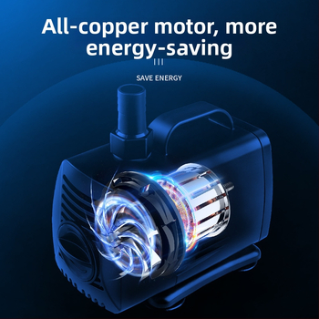 Potopinė siurblys akvariumui su šoniniu įsiurbimu, cirkuliacijai ir filtravimui, amfibinis dizainas, itin tylus