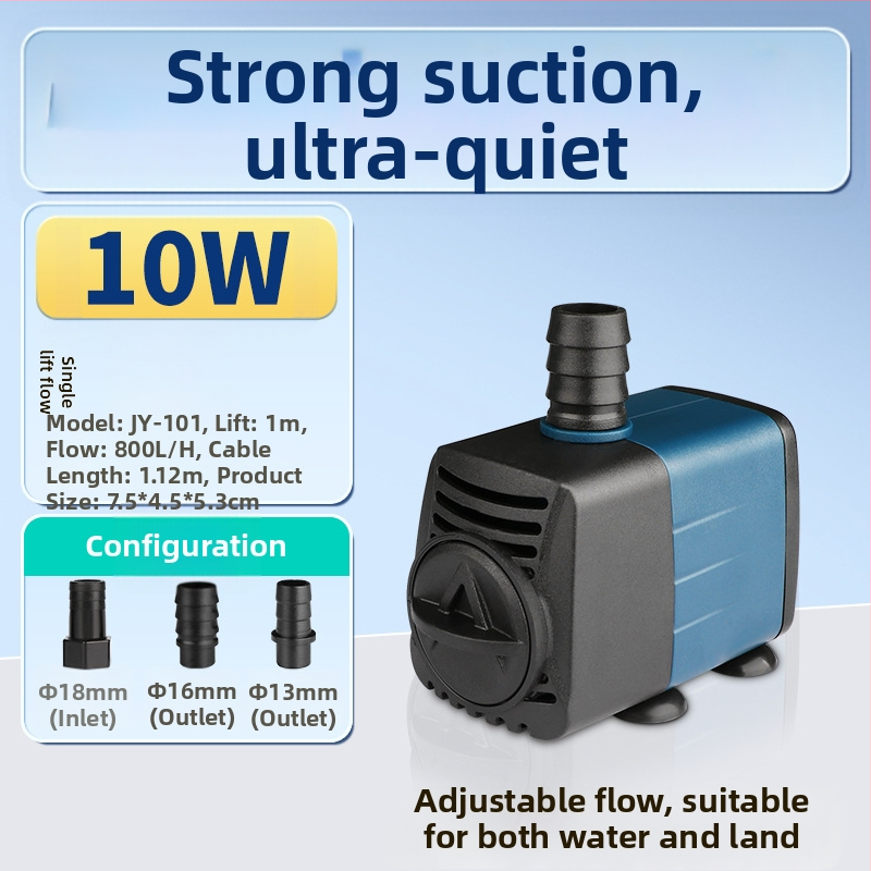 Potopinė siurblys akvariumui su šoniniu įsiurbimu, cirkuliacijai ir filtravimui, amfibinis dizainas, itin tylus