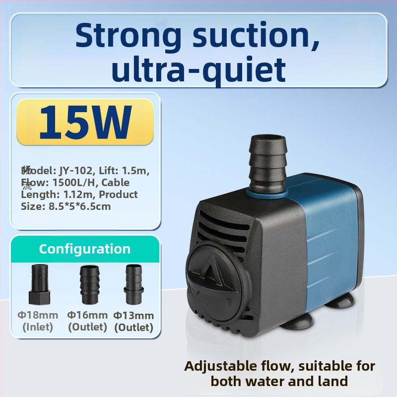 Potopinė siurblys akvariumui su šoniniu įsiurbimu, cirkuliacijai ir filtravimui, amfibinis dizainas, itin tylus