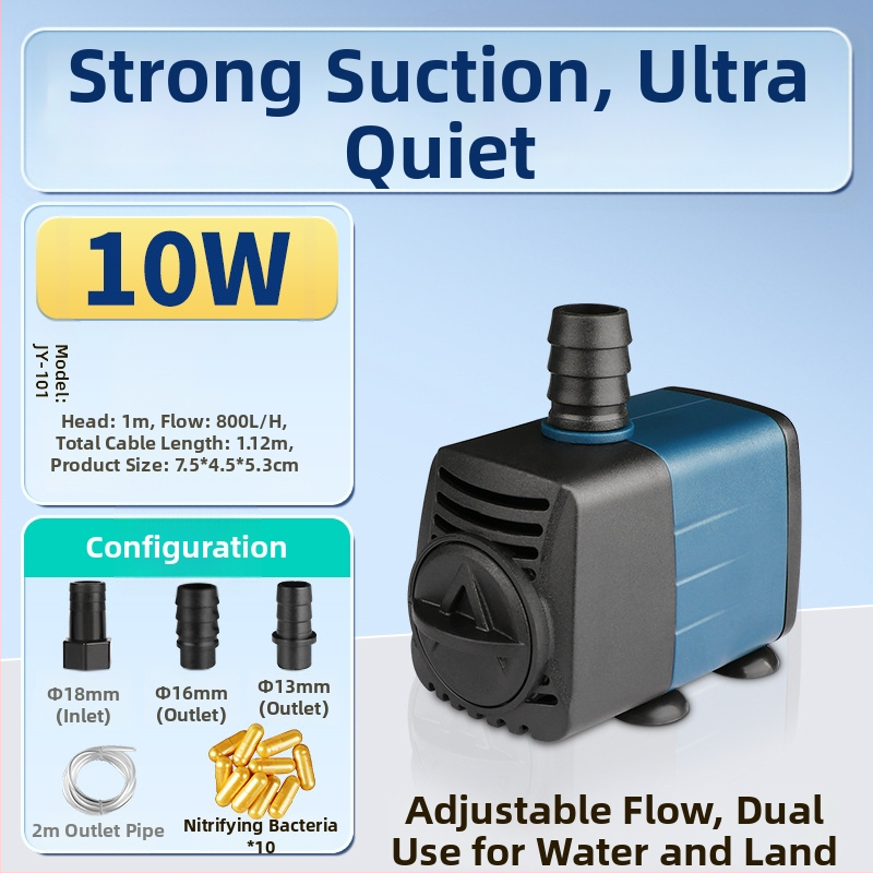 Potopinė siurblys akvariumui su šoniniu įsiurbimu, cirkuliacijai ir filtravimui, amfibinis dizainas, itin tylus