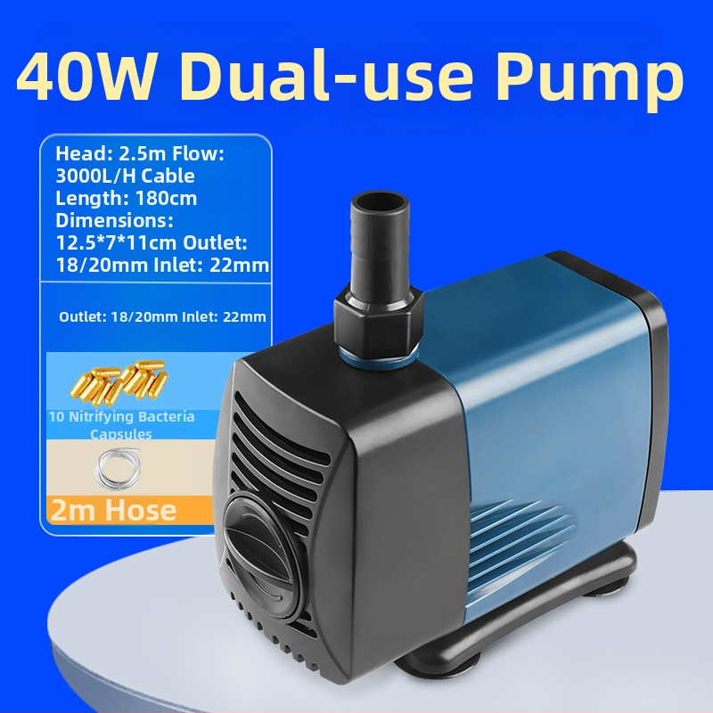 Potopinė siurblys akvariumui su šoniniu įsiurbimu, cirkuliacijai ir filtravimui, amfibinis dizainas, itin tylus