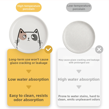 Keraamilised kasside kausid mustriga, kahekohaline söögikauss, toidukvaliteet