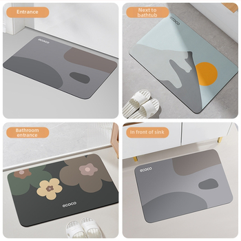 Vannitoa diatomiidist matt – imav, libisemiskindel, kiire kuivamine; ruudukujuline kuju, muster: lilled; sobib vannituppa ja sisenemisele