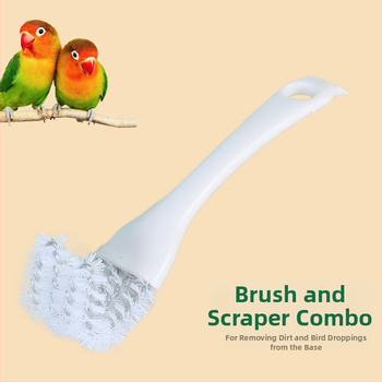 Paukščių narvo valymo rinkinys — šepetėlis ir išmatų kastuvėlis, daugiafunkcinis, plastikas, prekės ženklas Happy Pet Paradise