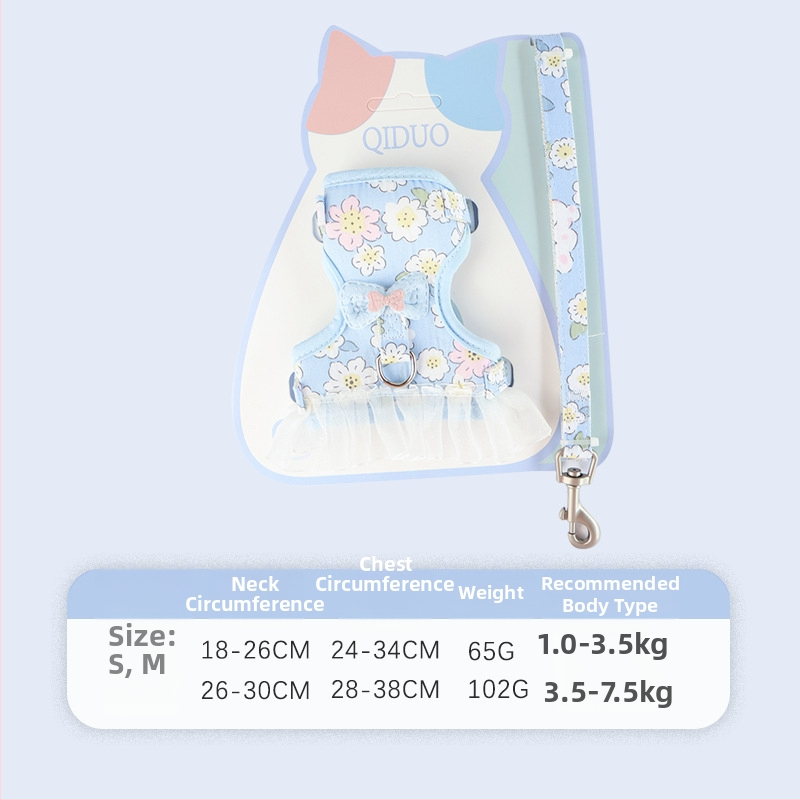 Mačji povodac s funkcijom protiv bijega, tkanina, brend Qiduo, model Q10-728, podesiva