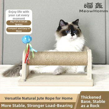 Medinis kačių įbrėžimų stulpas, 18 mm beržo daugiasluoksė plokštė, tinkamas didelėms katėms, atsparus įbrėžimams su kanapės virve, saugus ir nenuodingas