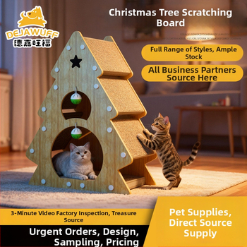 Ziemassvētku kaķu skrāpēšanas koks, kaķu rotaļlieta no viļņota kartona, nodilumizturīga, nes atstāj drupu, piemērots visām sezonām
