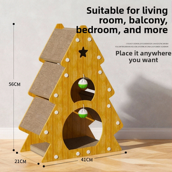 Ziemassvētku kaķu skrāpēšanas koks, kaķu rotaļlieta no viļņota kartona, nodilumizturīga, nes atstāj drupu, piemērots visām sezonām