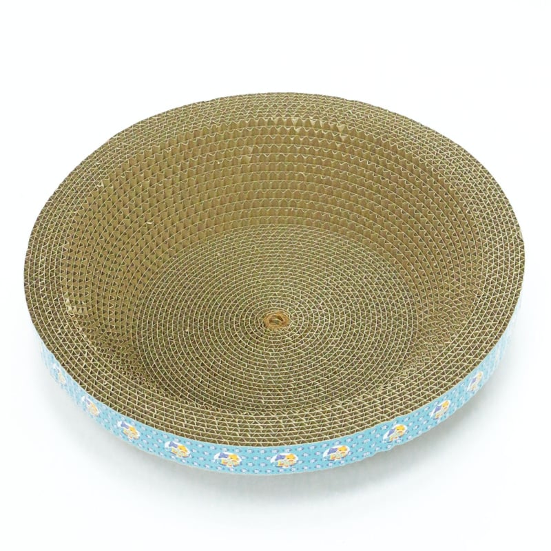 DAMAII viļņota kartona kaķu skrāpēšanas trauka – apaļa skrāpēšanas trauka, izturīga pret nolietošanās, bez pūkām, kaķu rotaļlieta karikatūras stilā