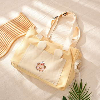 Kerge kaasaskantav avatud ülaosaga kassi- ja väikese koera kandekott — polüester, loomamuster, keskmiselt pehme kõvadus, päritolu Zhejiang