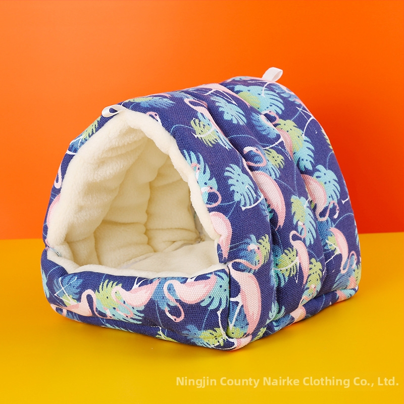 Medvilninis papūgų lizdas-hamakas su tigro raštu žiemai; kilmė Hebėja; privatūs prekiniai ženklai leidžiami