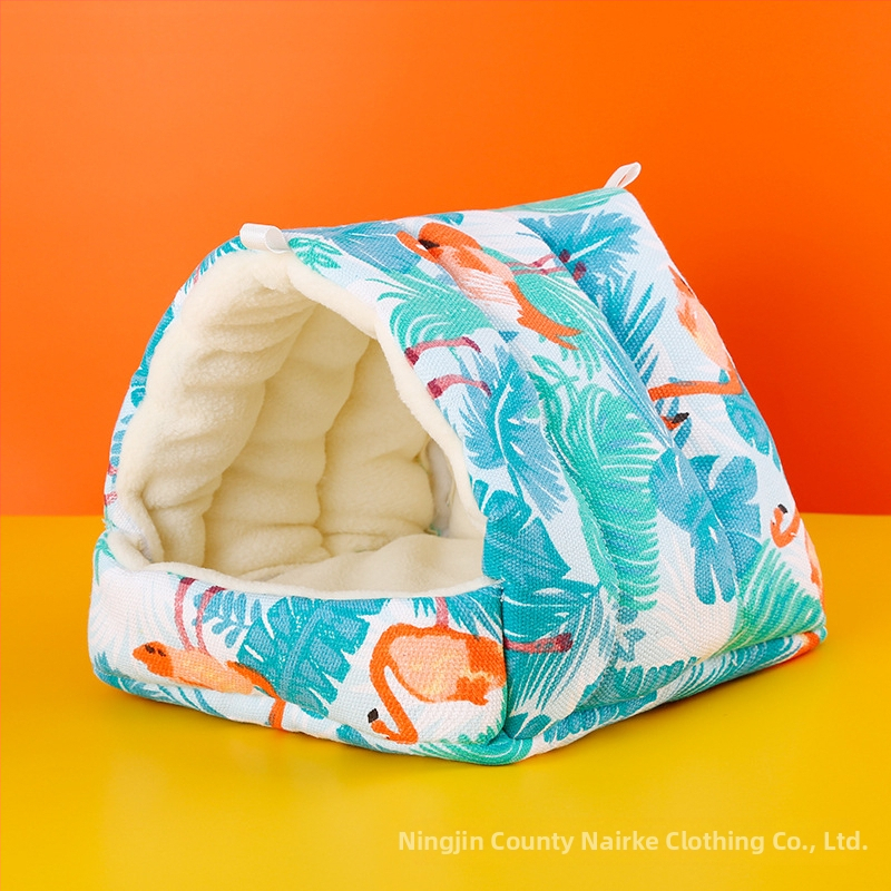 Medvilninis papūgų lizdas-hamakas su tigro raštu žiemai; kilmė Hebėja; privatūs prekiniai ženklai leidžiami