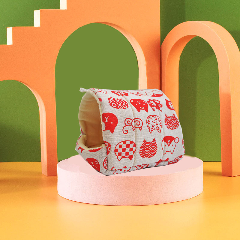 Medvilninis papūgų lizdas-hamakas su tigro raštu žiemai; kilmė Hebėja; privatūs prekiniai ženklai leidžiami