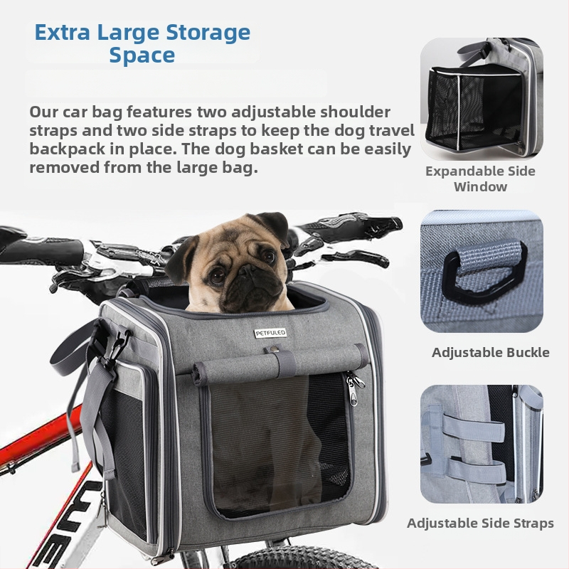 FULED Кошница за велосипед за домашни любимци, котки и кучета, голям капацитет, сгъваема, полиестер