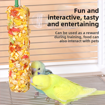 Papūgos kramymo lazdelė ir mokomoji užkanda – medžiaga iš penkių grūdų, prekių ženklas Happy Parrot, neimportuota