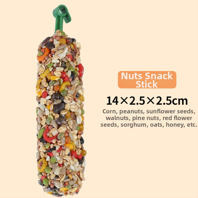 Papūgos kramymo lazdelė ir mokomoji užkanda – medžiaga iš penkių grūdų, prekių ženklas Happy Parrot, neimportuota