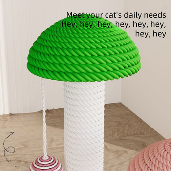 Medinis katės įbrėžimų stulpas su integruota pasukama plokštele ir žaislu — minimalistinis dizainas, be prekinio ženklo