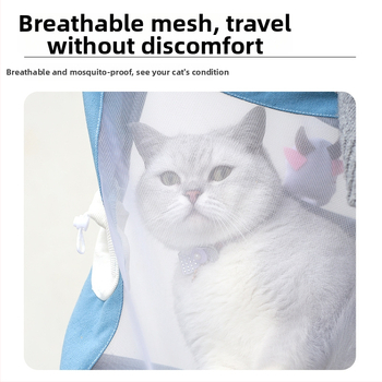 Middall taška pre mačky — prenášacia crossbody taška pre domáce zvieratá, sieťovinový plátenný materiál, Cartoon vzor, mäkký materiál