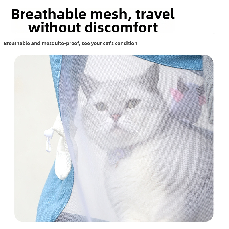 Middall taška pre mačky — prenášacia crossbody taška pre domáce zvieratá, sieťovinový plátenný materiál, Cartoon vzor, mäkký materiál