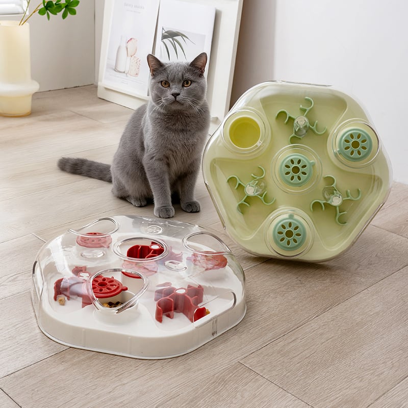 Εκπαιδευτικό παιχνίδι κρυφής τροφής για γάτες και σκύλους, υλικό ABS+PET, διαφανής σφαίρα, αυτόματη τροφοδοσία
