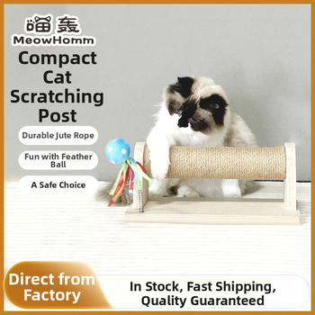 Katės įbrėžimų stulpas – medinė pagrindė, 18 mm daugiasluoksė plokštė, tvirti kanapių virvės stulpeliai, saugu ir ekologiška