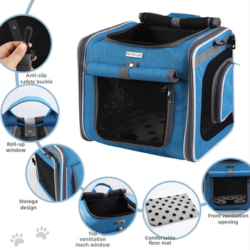 Кошница за велосипед за домашни любимци (котки и кучета), полиестер, голям капацитет, сгъваема, солиден модел