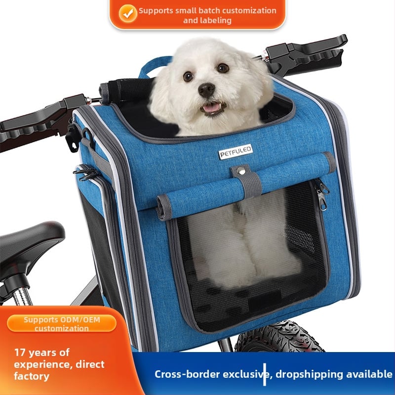 Кошница за велосипед за домашни любимци (котки и кучета), полиестер, голям капацитет, сгъваема, солиден модел