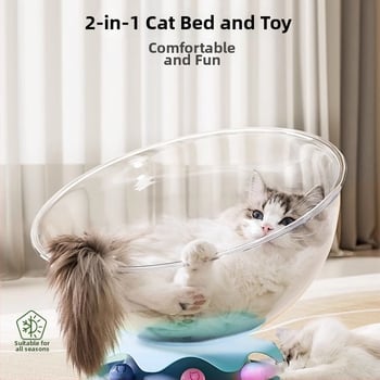 Kosmosa kapsulas kaķu ligzda ar rotējošu platformu, pašizglītojoša kaķu rotaļlieta, iekšējai lietošanai, viss vienā — Materiāli: ABS/PP/PET; Iekštelpu lietošanai; Kaķiem