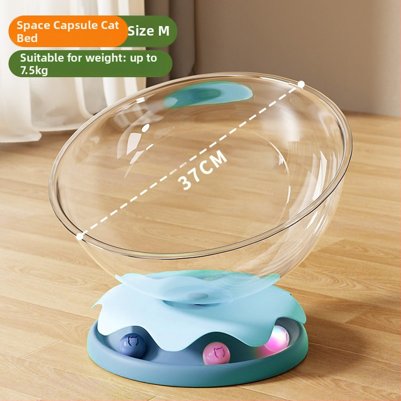 Kosmosa kapsulas kaķu ligzda ar rotējošu platformu, pašizglītojoša kaķu rotaļlieta, iekšējai lietošanai, viss vienā — Materiāli: ABS/PP/PET; Iekštelpu lietošanai; Kaķiem
