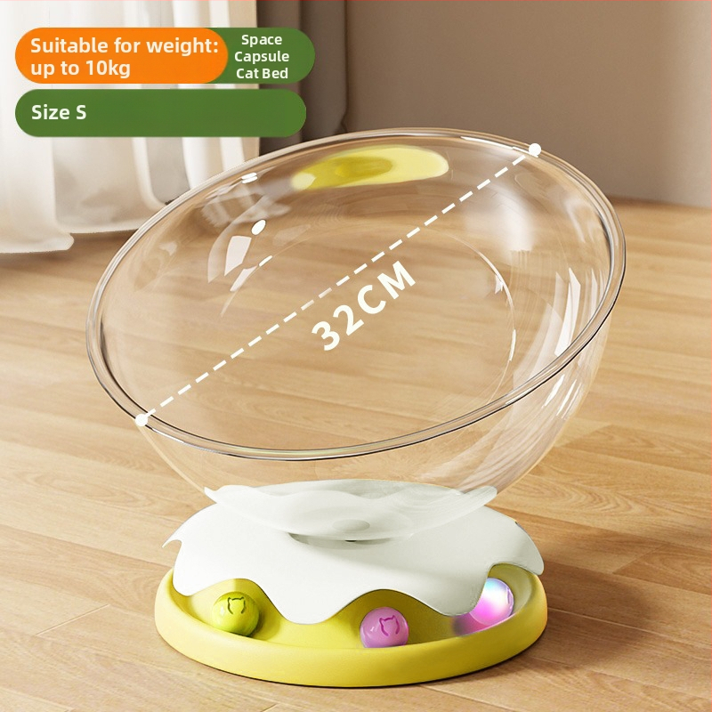 Kosmosa kapsulas kaķu ligzda ar rotējošu platformu, pašizglītojoša kaķu rotaļlieta, iekšējai lietošanai, viss vienā — Materiāli: ABS/PP/PET; Iekštelpu lietošanai; Kaķiem