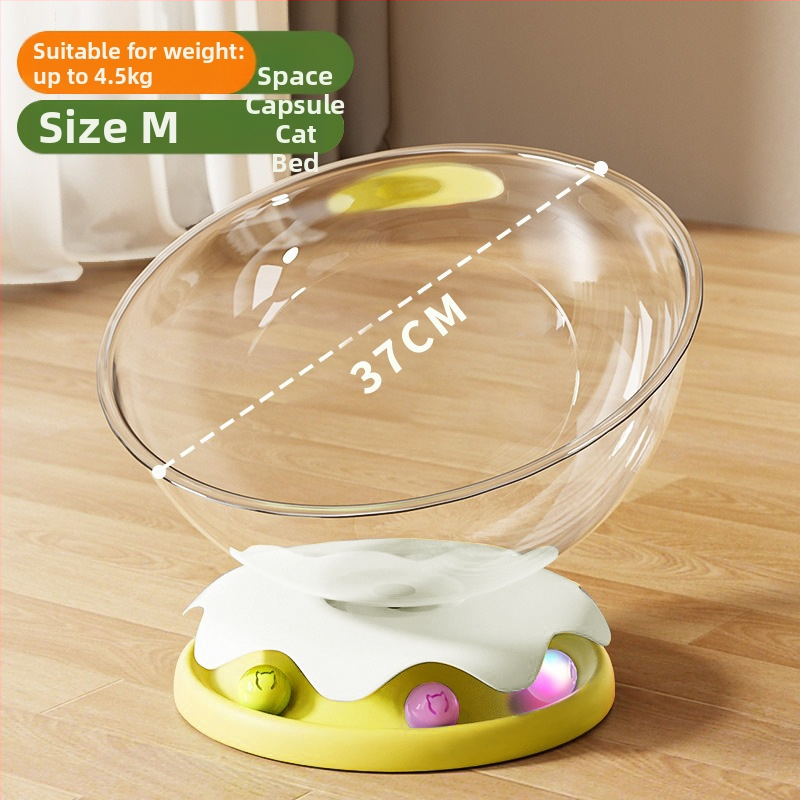 Kosmosa kapsulas kaķu ligzda ar rotējošu platformu, pašizglītojoša kaķu rotaļlieta, iekšējai lietošanai, viss vienā — Materiāli: ABS/PP/PET; Iekštelpu lietošanai; Kaķiem