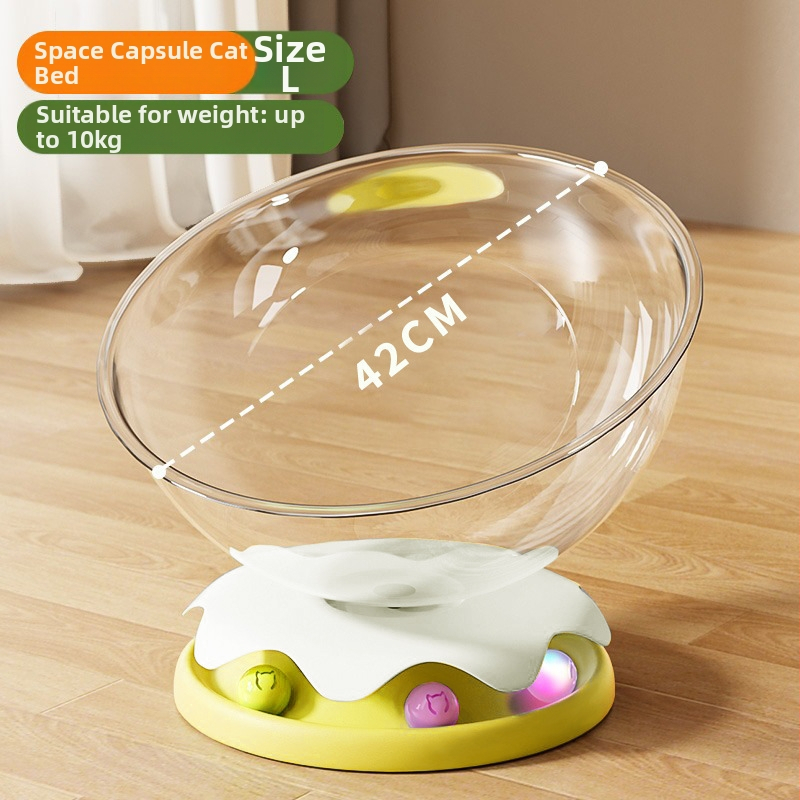 Kosmosa kapsulas kaķu ligzda ar rotējošu platformu, pašizglītojoša kaķu rotaļlieta, iekšējai lietošanai, viss vienā — Materiāli: ABS/PP/PET; Iekštelpu lietošanai; Kaķiem
