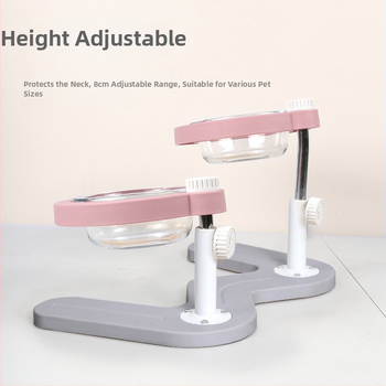 Paceltā dubultā kaķu ēdiena bļoda ar slīpu muti un kakla aizsardzību — materiāls ABS+metāls+stikls, zīmols Midali, izcelsme Zhejiang