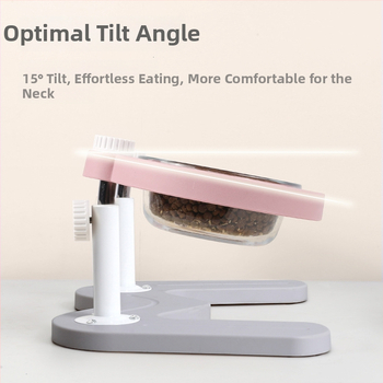 Paceltā dubultā kaķu ēdiena bļoda ar slīpu muti un kakla aizsardzību — materiāls ABS+metāls+stikls, zīmols Midali, izcelsme Zhejiang