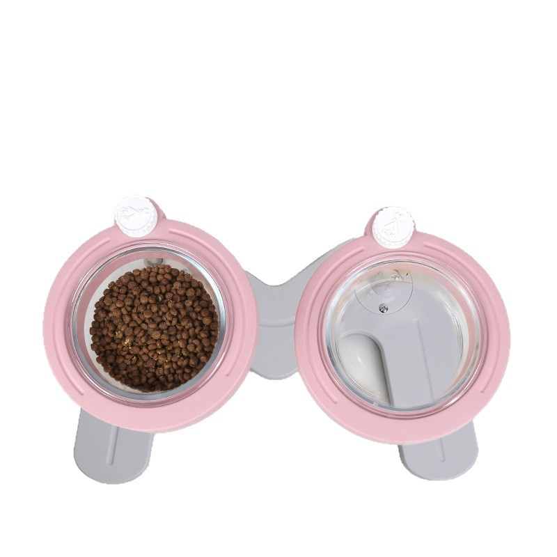 Paceltā dubultā kaķu ēdiena bļoda ar slīpu muti un kakla aizsardzību — materiāls ABS+metāls+stikls, zīmols Midali, izcelsme Zhejiang