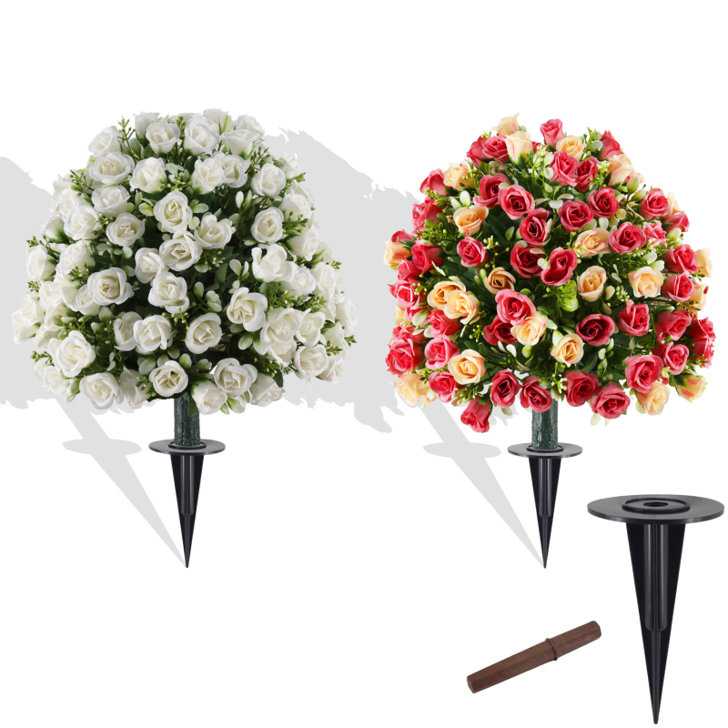 Mākslīgs ziedu pušķis no satīna, maku šķirne, daļēji manuāla un daļēji mehāniska izstrāde, piemērots ārējai un biroj dekorēšanai