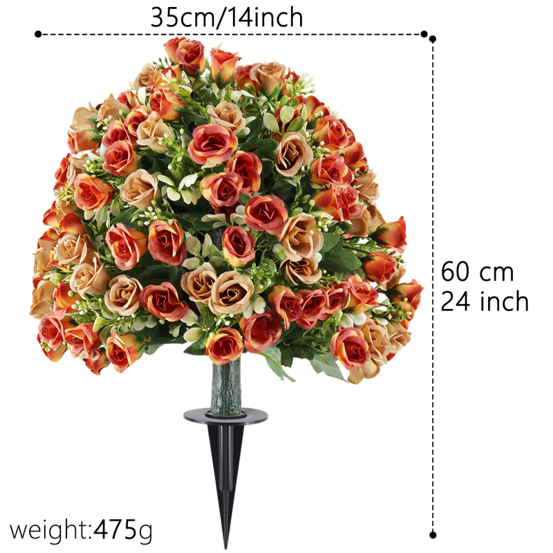 Mākslīgs ziedu pušķis no satīna, maku šķirne, daļēji manuāla un daļēji mehāniska izstrāde, piemērots ārējai un biroj dekorēšanai