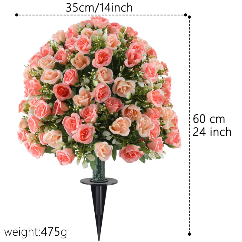 Mākslīgs ziedu pušķis no satīna, maku šķirne, daļēji manuāla un daļēji mehāniska izstrāde, piemērots ārējai un biroj dekorēšanai