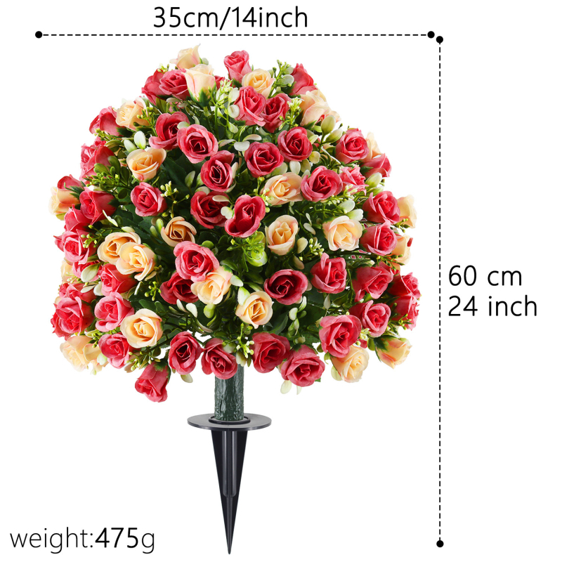 Mākslīgs ziedu pušķis no satīna, maku šķirne, daļēji manuāla un daļēji mehāniska izstrāde, piemērots ārējai un biroj dekorēšanai