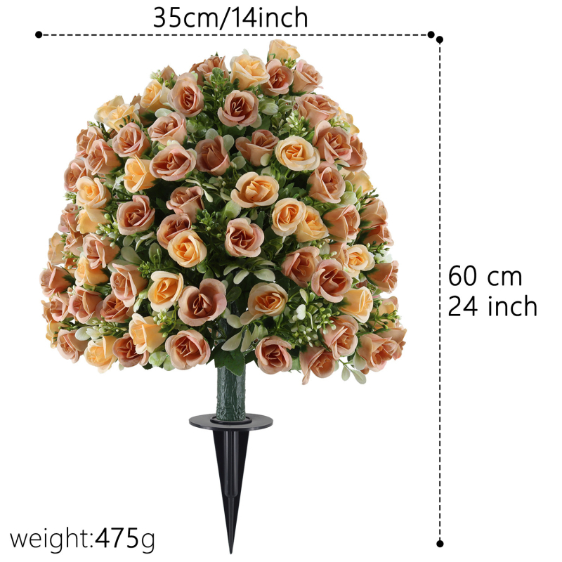 Mākslīgs ziedu pušķis no satīna, maku šķirne, daļēji manuāla un daļēji mehāniska izstrāde, piemērots ārējai un biroj dekorēšanai